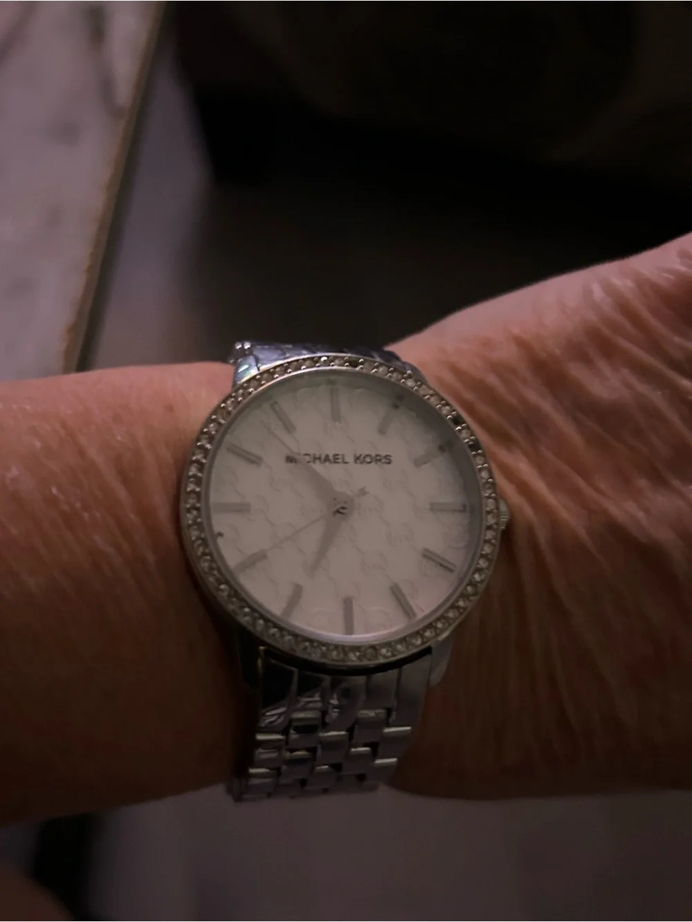 Michael Kors Silver Nini Crystal Watch MK3372 - Working Battery!